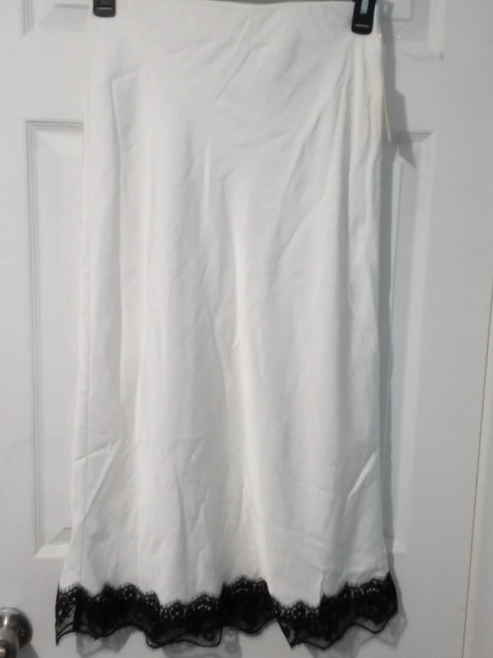 Target White Maxi Skirt with Black Lace Trim